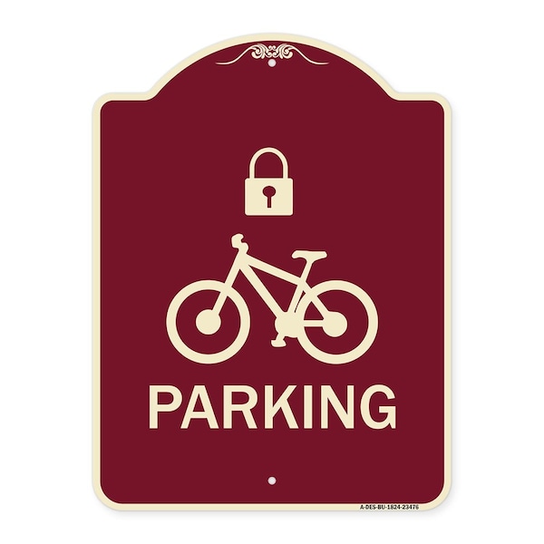 Parking With Cycle and Lock Symbol Heavy-Gauge Aluminum Architectural Sign, 24" x 18", BU-1824-23476